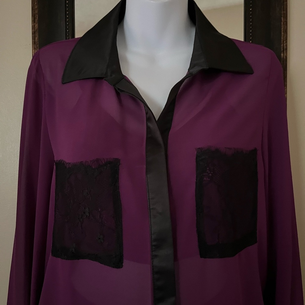XOXO women sheer long sleeve blouse